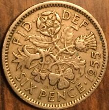1955 UK GB GREAT BRITAIN SIXPENCE COIN