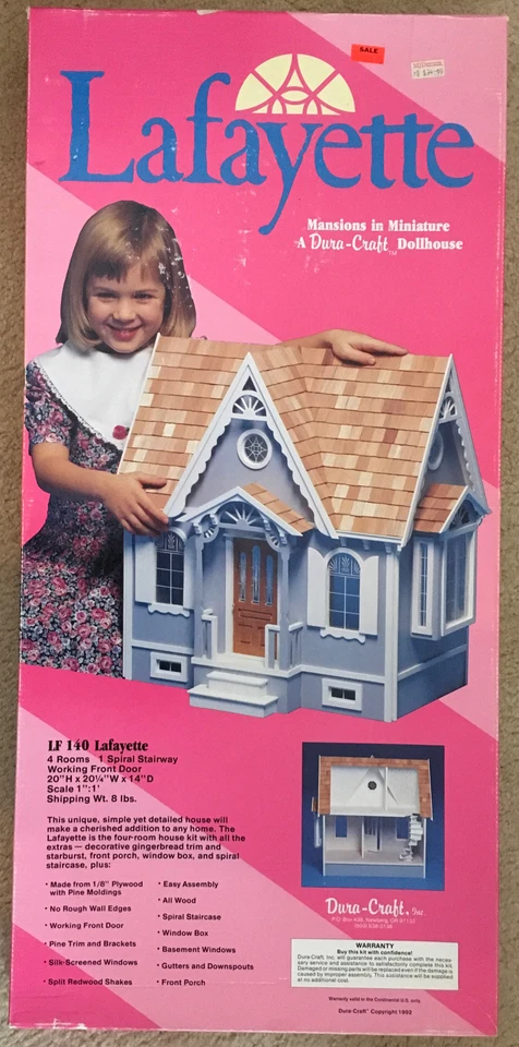 Vintage Dura-craft 1992 LF140 Lafayette Mansions in Miniature Wood Dollhouse
