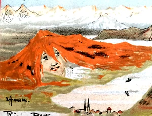 EMIL NOLDE = E. Hansen °Rigi e Pilatus° 1897 cartolina di montagna, cornice RARA - Foto 1 di 5