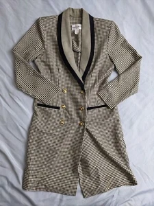 Vintage Blazer Dress Danny & Nicole Beige & Black Houndstooth Womens Size 12p - Picture 1 of 11