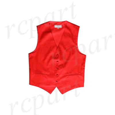 New Men's Formal Tuxedo Vest Waistcoat only paisley pattern Red wedding prom - Image 1 of 3