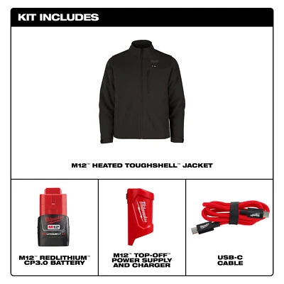 Milwaukee M12 Heated TOUGHSHELL Jacket Kit (Includes 3.0 Battery and Cord) M100 - Image 1 of 4
