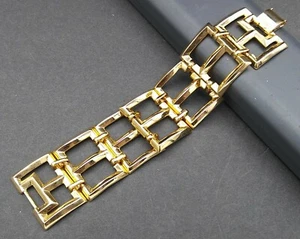 Vintage Gold Tone Modernist Geometric Rectangle Bracelet - Picture 1 of 3