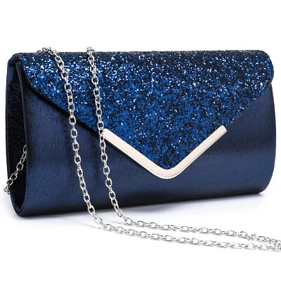 Womens Sequins Evening Envelope Clutch Bags Formal Cocktail Party Purses Handbag - Image 1 of 4