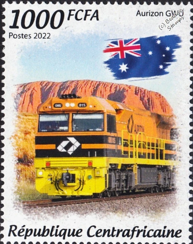 Sello de tren eléctrico diésel australiano UGL Rail C44aci AURIZON GWU 015 (2022) Foto 1 de 1