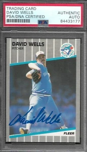 1989 FLEER #247  David Wells BLUE JAYS SIGNED AUTOGRAPH CARD PSA / DNA AUTHENTIC - Picture 1 of 2