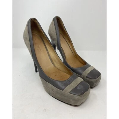 LAMB женщин платформе каблуки туфли размер 9,5 серо-коричневый замши серый кожаный Гвен Стефани - Изображение 1 из 4