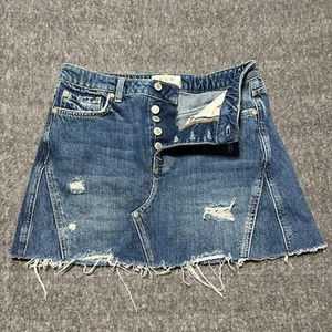 We The Free People Mini Skirt Size 29 Distressed Denim Button Fly Cutoff Boho - Picture 1 of 8
