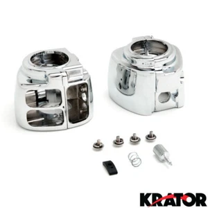 2X Chrome Switch Housings Cover Pair Harley Sportster Dyna Softail VRod (96-12) - Picture 1 of 4