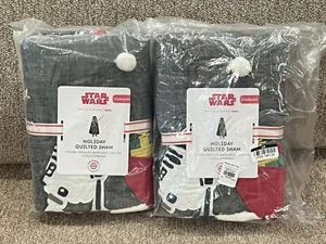 NUOVO Pottery Barn Teen Star Wars Holiday trapuntato standard Shams, set/2, Natale - Foto 1 di 2