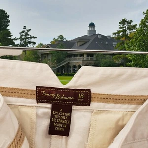 TOMMY BAHAMA Golf Silk blend White Pants cropped size 4 EUC slacks trousers T31 - Picture 1 of 5