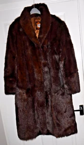 Vintage Real Mink Fur Coat Size 16/18 Knee Length ~ Excellent - Picture 1 of 10