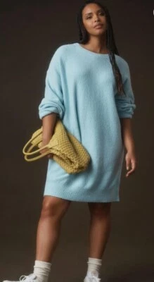 Nuevo Mini Vestido Suéter Anthropologie Práctica Diaria L Manga Larga Azul Cielo $128 Foto 1 de 4