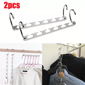 2PC Space Saver Saving Wonder Metal Hanger Clothes Closet Organize Hook Racks - Picture 1 of 11