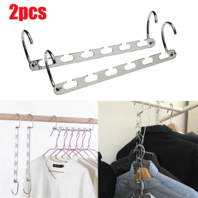 2PC Space Saver Saving Wonder Metal Hanger Clothes Closet Organize Hook Racks