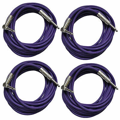 Paquete de 4 cables de instrumento de guitarra púrpura de 20 pies en ángulo recto a recto Foto 1 de 4