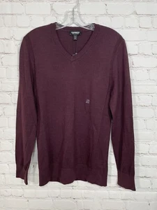 New Express Sweater Womens Small Purple Merino Wool Blend V Neck Lightweight - Picture 1 of 9