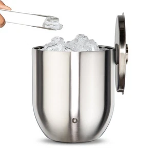 Stainless Steel Ice Bucket with Lid and Tongs, Steel by Snowfox - Picture 1 of 3