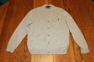 Polo Ralph Lauren Cardigan Sweater Mens XL Gray Pima Cotton Button Front Classic - Picture 1 of 8