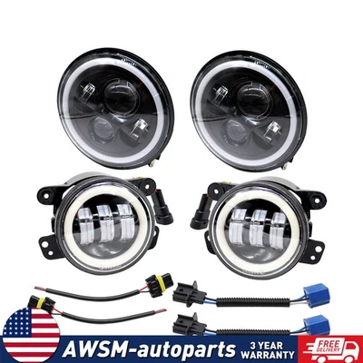 For 2006 2007-2010 Hummer H2 H3T 7"Halo LED Headlight DRL& 4"INCH Fog Lights Kit Foto 1 de 4