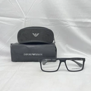 Emporio Armani Mens Rectangle Demo Lens Eyeglasses EA3038 Rubber Black - Picture 1 of 18