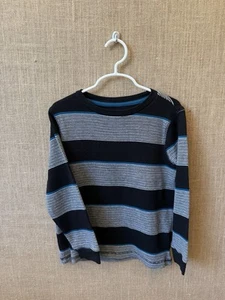 Old Navy Boys Black Striped Waflle Knit Long Sleeve T Shirt Size S (6/7) - Picture 1 of 2