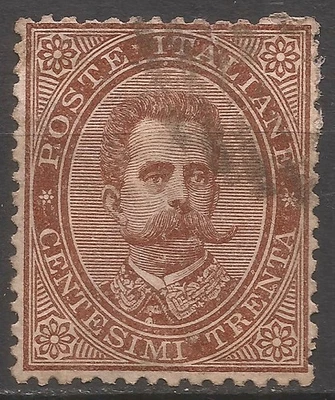 Italy 1879 30C, king Victor Emmanuel II, brown, Mi #41 used CV=EUR1750 - Image 1 of 2