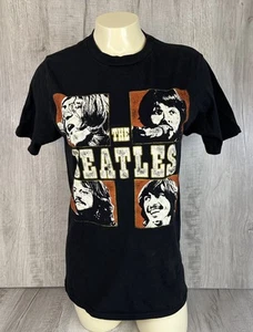 The Beatles Band T Shirt Black Retro Faces Rock Music Adult Size Small - Picture 1 of 15