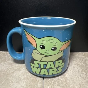 Star Wars Yoda Grogu Logo Blue Ceramic Coffee Mug 20oz Lucas Film (K) - Picture 1 of 5