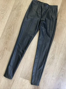 Ladies Black Faux Leather Look Trousers Size 8 Miss Selfridge - Picture 1 of 9