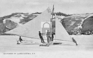 Ice Boating On Lake Keuka New York NY - Reprint - Picture 1 of 2