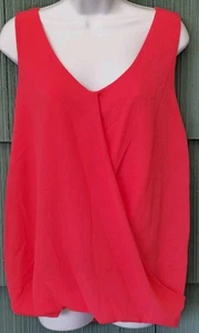 Kim & Cami Damen Drapiert V-Ausschnitt Ärmellos Top Orange Chiffon Größe 1X  - Bild 1 von 5