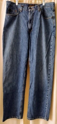 Pantalones de mezclilla holgados relajados 100 % algodón lavado medio azul 38x31 vintage Axist para hombre Foto 1 de 4