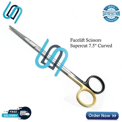 OR Grade Gorney Facelift Scissors Supercut 7.5" Curved Surgical Plastic Surgery - Image 1 of 3