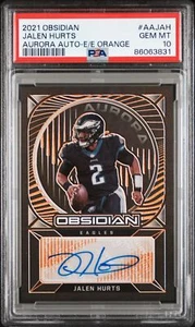 2021 PANINI OBSIDIAN AURORA AUTO EE ORANGE #AAJAH JALEN HURTS 2/25 PSA 10 AUTO - Picture 1 of 2