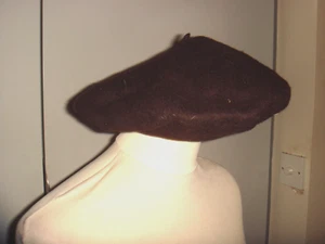 New Chocolate Brown Wool Felt Beret Hat One Size S1 - Picture 1 of 6