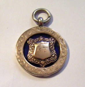 Ironbridge Bowling Association 1921 plata esterlina y esmalte medalla llavero colgante - Imagen 1 de 5