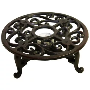 Caldi Stoviglia Rechaud Marrone Scuro Rotondo 18,5 CM Stile Country Ghisa - Foto 1 di 2
