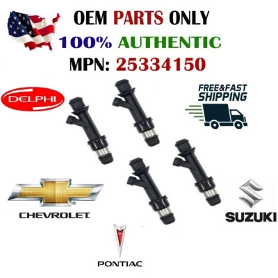 Inyectores de combustible Delphi x4 OEM para Chevrolet y Suzuki y Pontiac 2004-2005 1,6 L I4 Foto 1 de 2