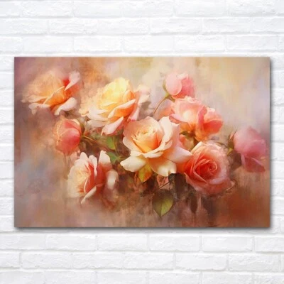 Still Life Rose Canvas Painting Wall Art Poster Print Mural Aesthetic Home Decor - Image 1 of 4