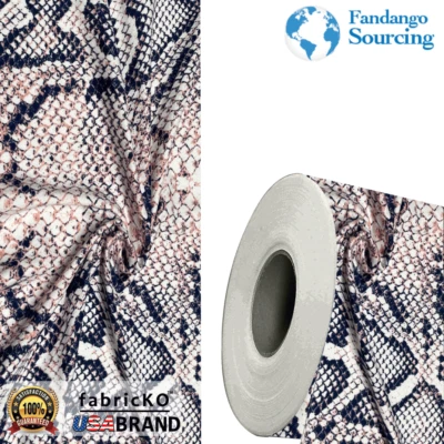 DTY Brushed Fabric Printed: Snake Skin Printed Fabric By The Yard Blush/Navy - Image 1 of 3