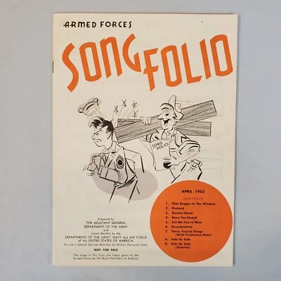 Folio de canciones de las Fuerzas Armadas abril 1953 partituras partituras Ejército de los Estados Unidos Fuerza Aérea Marina De colección Foto 1 de 4