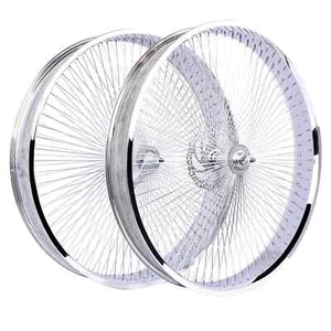 26" Coaster Mirror Chrome Bike Fat Rims Wheel Set with Disc Brake - Picture 1 of 6