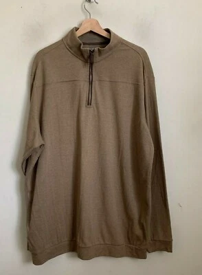 Roundtree Yorke Performance Shirt Pullover Khaki 1/4 Zip Pockets (3 Sizes) NEW - Image 1 of 4