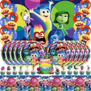 Inside Out Party Supplies Set Balloons Plates Cake Topper Banners Tablecloth - Picture 1 of 8