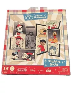 Boys Disney 100 Retro Reimagined 15 Days Socks Advent Calendar SM Shoe 9-2.5 New - Picture 1 of 6