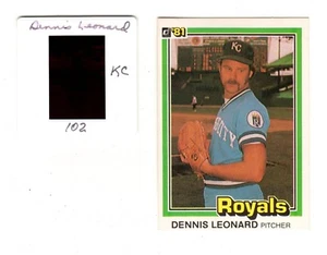 1981 Donruss Dennis Leonard Original Negative #102 KC Royals 1 of 1 - Picture 1 of 1