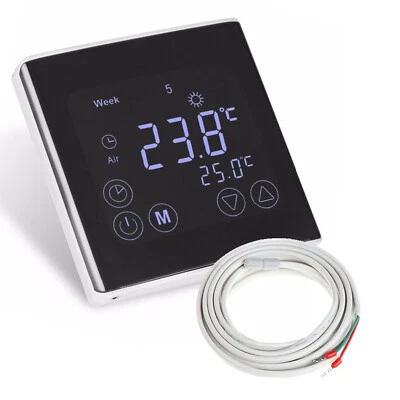 Digital Thermostat Touchscreen schwarz Temperaturregler Raumthermostat - Bild 1 von 4