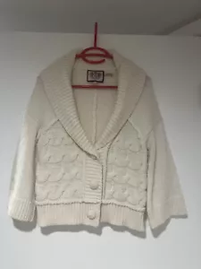 Juicy Couture Cardigan Cropped Sweater Ivory Wool Cashmere Women Size L - Picture 1 of 6