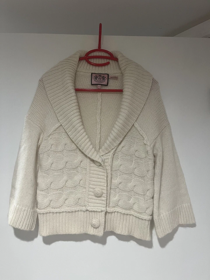Cárdigan Juicy Couture Suéter Recortado Marfil Lana Cachemira Mujer Talla L Foto 1 de 4